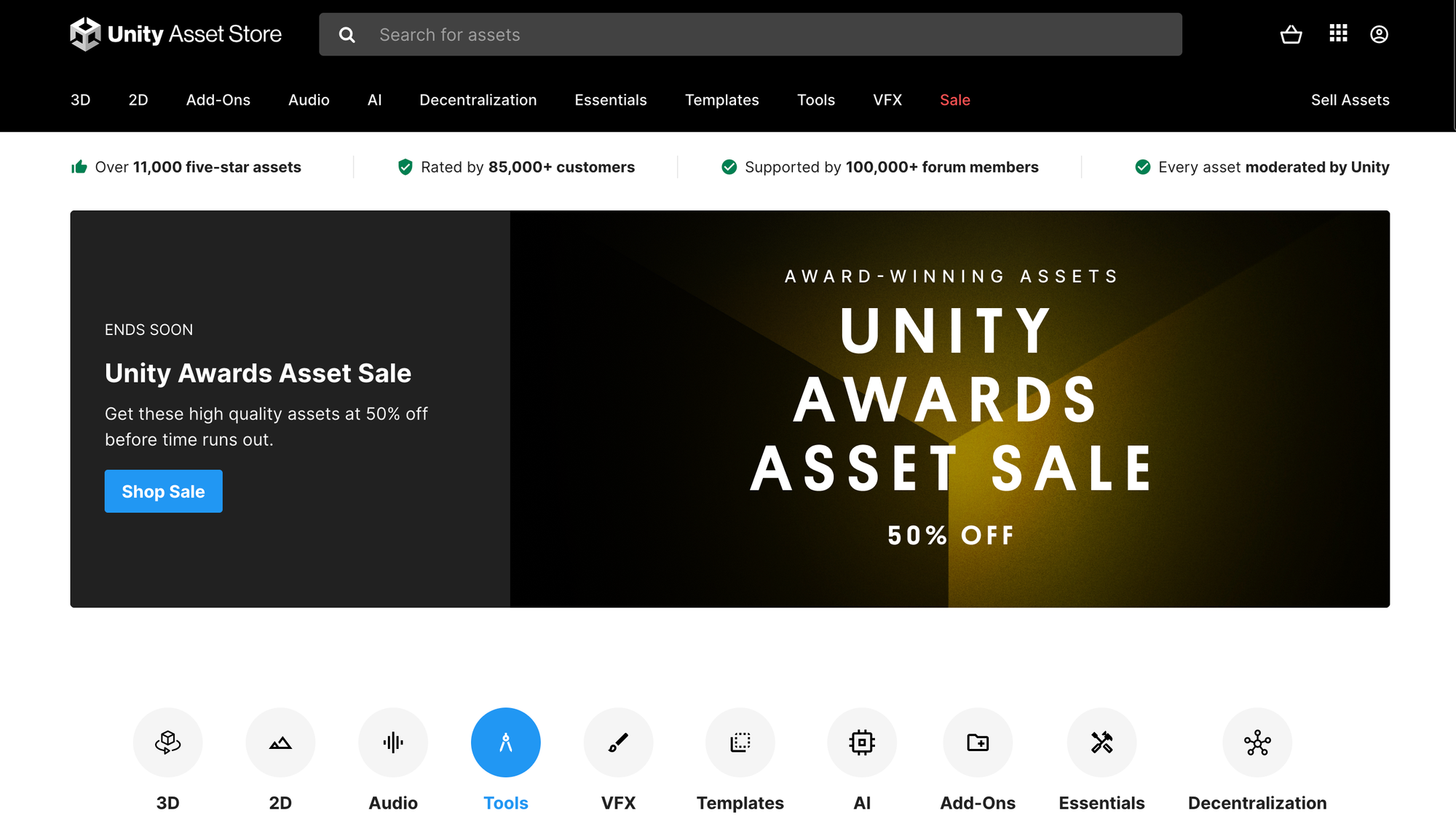 Screenshot of Unity Asset Store